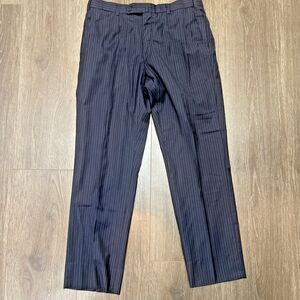 ISAIA Napoli Mens Navy Pinstripe Wool Silk Dress Pant  32/29